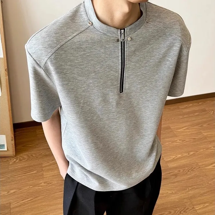 Cardanro/卡丹路太空棉polo衫半拉链垫肩短袖t恤男款夏季cleanfit