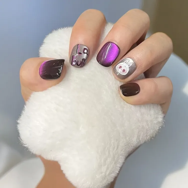 纯手工拉布布高级短款豆豆甲美甲贴高级感美甲甲片片穿戴甲美甲片