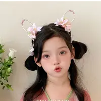 B-0362（满10米飞）sh 儿童古风汉服兔耳朵花朵流苏对夹   发圈