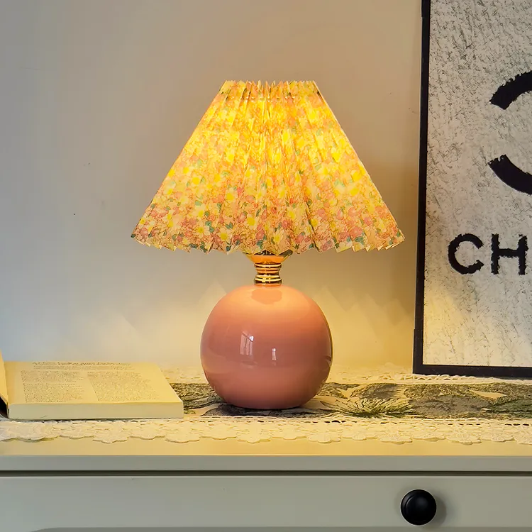 法式风圆形台灯调光简约节能暖光复古床头灯小夜灯简约北欧调光