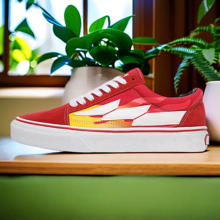 REVENGEXSTORMFLAMEOS复仇风暴闪电火焰男女潮流滑板帆布帆布鞋