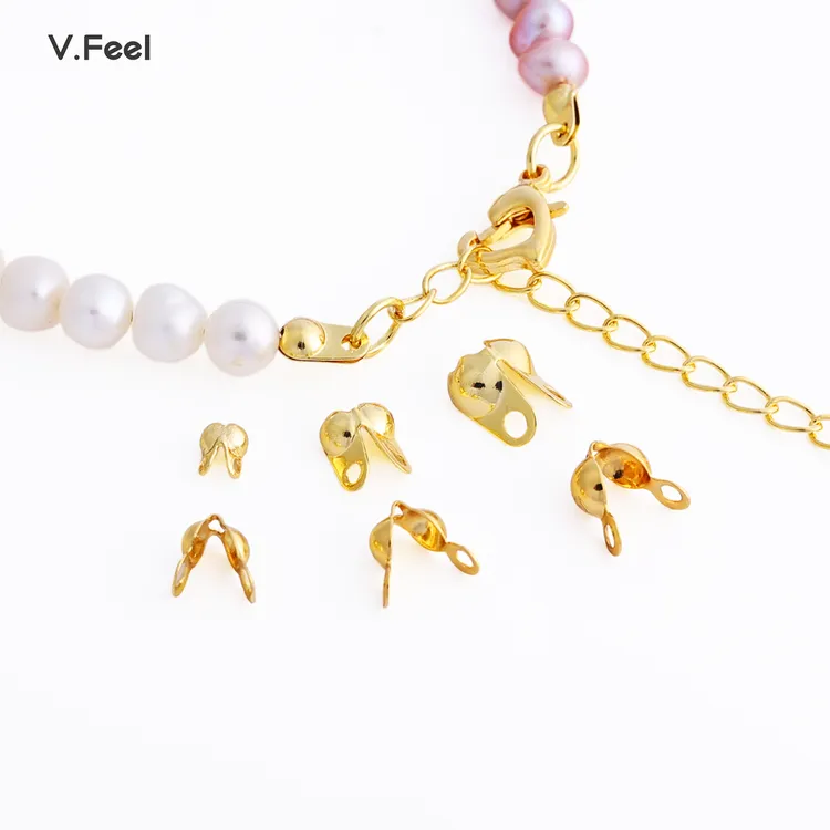 V.FEEL14k电镀真金双耳包扣手工DIY配饰小珠子手链项链连接收尾扣