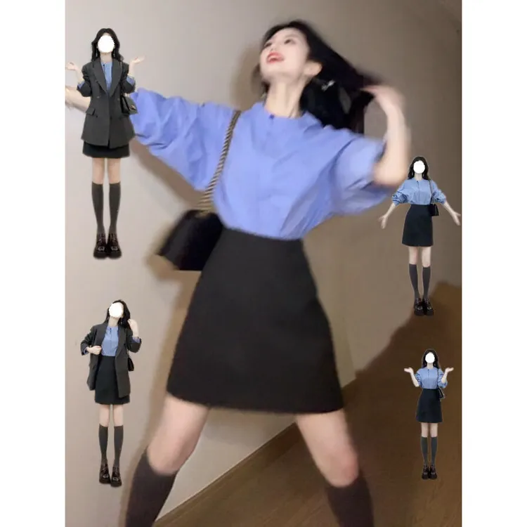 MARIE.COCO秋冬新款法式高级感西装外套衬衫上衣女高腰半身裙套装