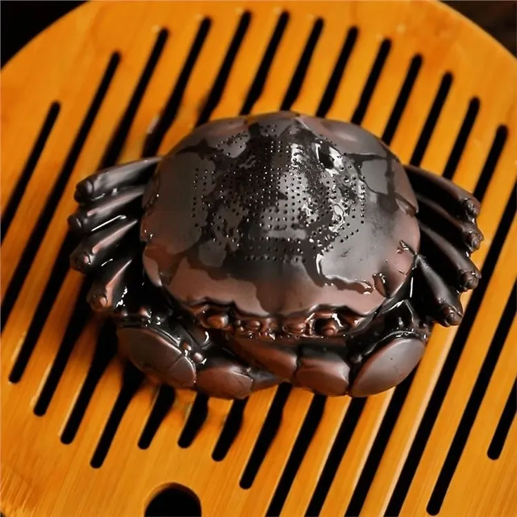 原矿紫陶螃蟹茶漏茶叶过滤高档茶桌摆件茶滤茶道配件茶器盖置茶宠