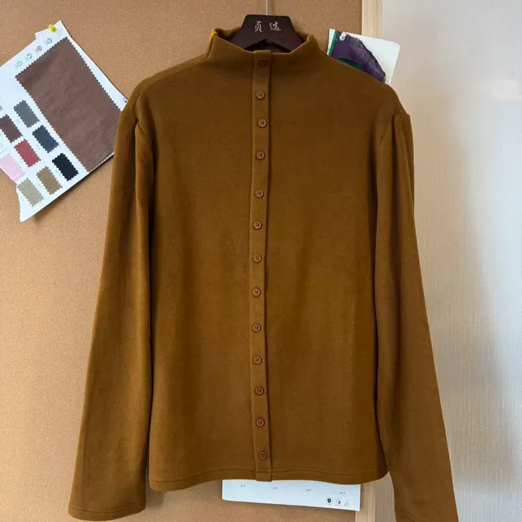 31069-极简风纯色长袖女宽松型休闲毛针织衫时尚高领保暖秋冬