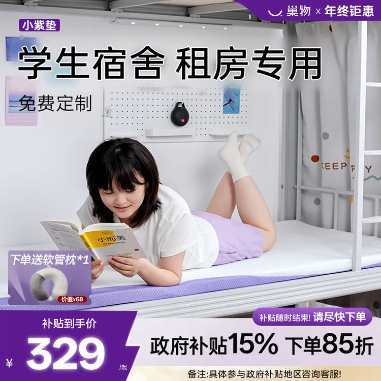QRUA/巢物【小紫垫】活动记忆棉薄垫双面透气薄垫榻榻米床垫家用