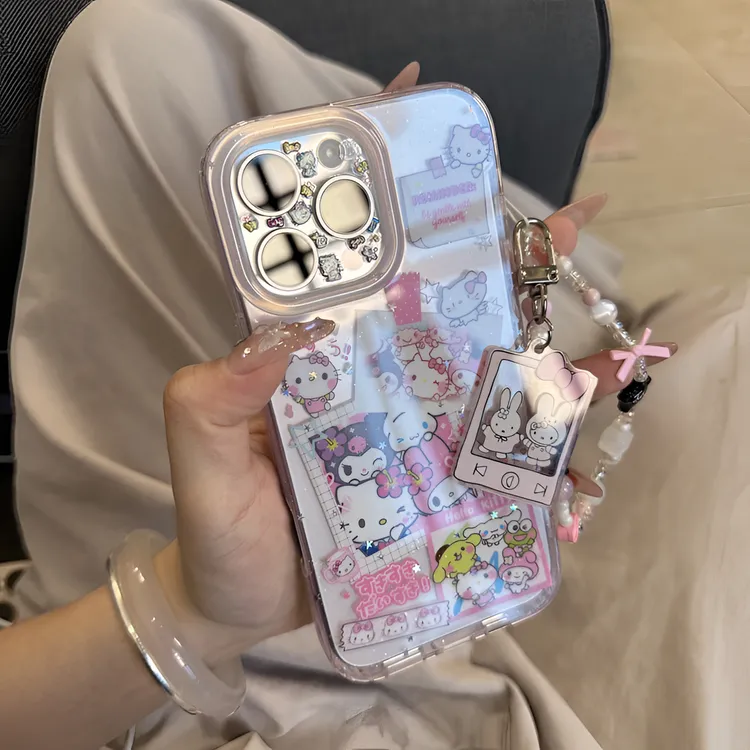 卡通可爱三丽鸥合照IMD大孔适用苹果16pro手机壳iphone15华为防摔