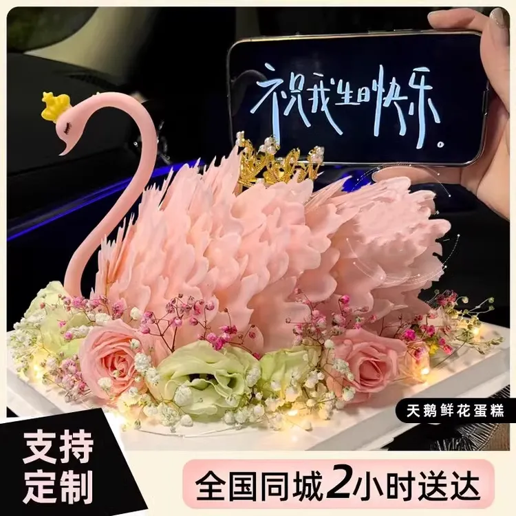 网红黑白天鹅蛋糕生日蛋糕抖音团购全城免费配送新鲜夹心烘焙定制