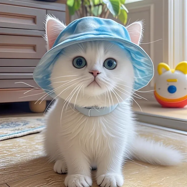 猫咪帽子遮阳渔夫帽可爱狗狗夏季宠物防晒太阳帽露耳朵网红猫帽子