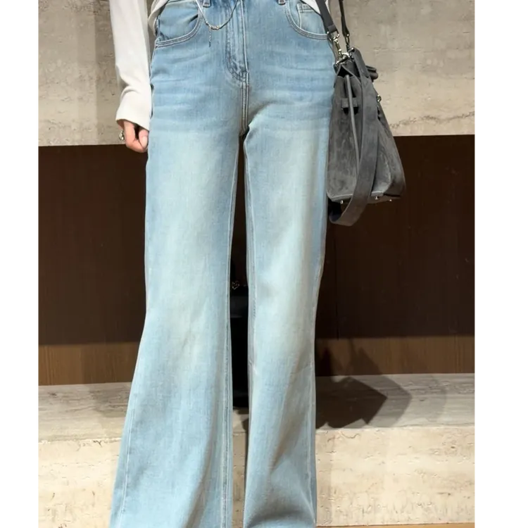 TANTAN 秋冬新款高腰显瘦直筒加绒牛仔裤3989