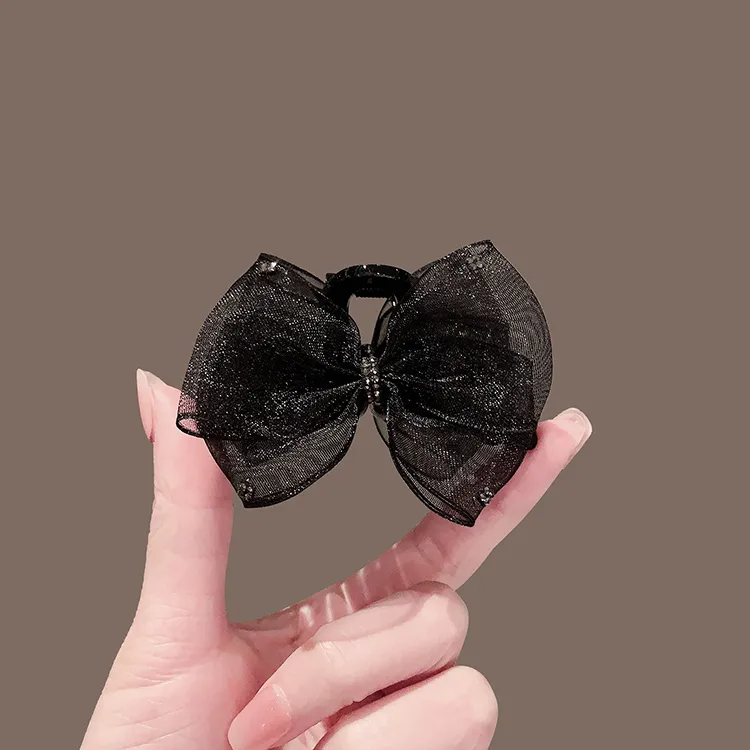双面蝴蝶结小抓夹网纱小夹子头饰发夹气质高级感刘海夹后脑勺顶夹