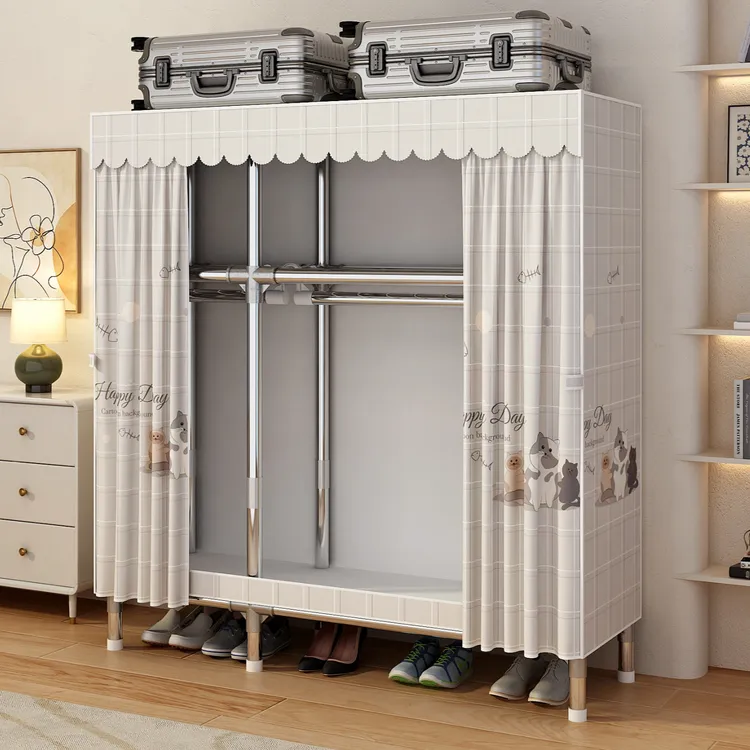 衣柜家用卧室组装简易布衣柜子结实耐用全钢架加粗加厚加固出租房