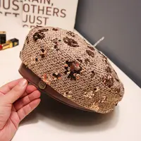 小香风贝雷帽女秋冬季亮片高级感重工画家帽休闲百搭显脸小南瓜帽