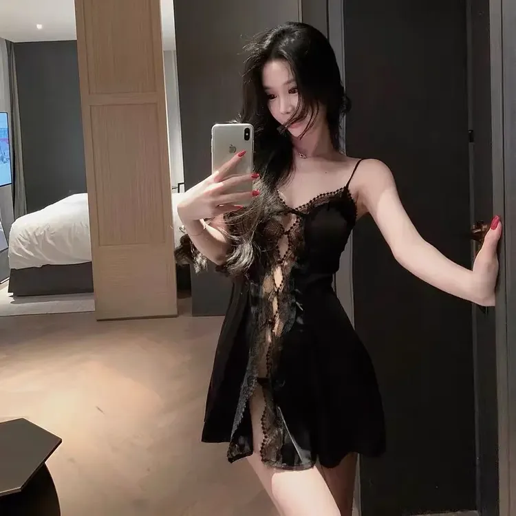 法式甜美纯欲睡裙蕾丝2025新款冰丝夏季性感露背吊带高级感睡衣