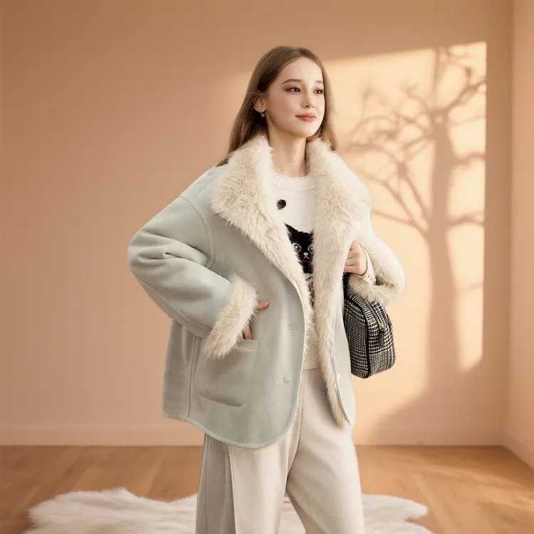 【熙地】秋冬季千金风网红洋气炸街女装宽松翻领短外套 C85DW0646L