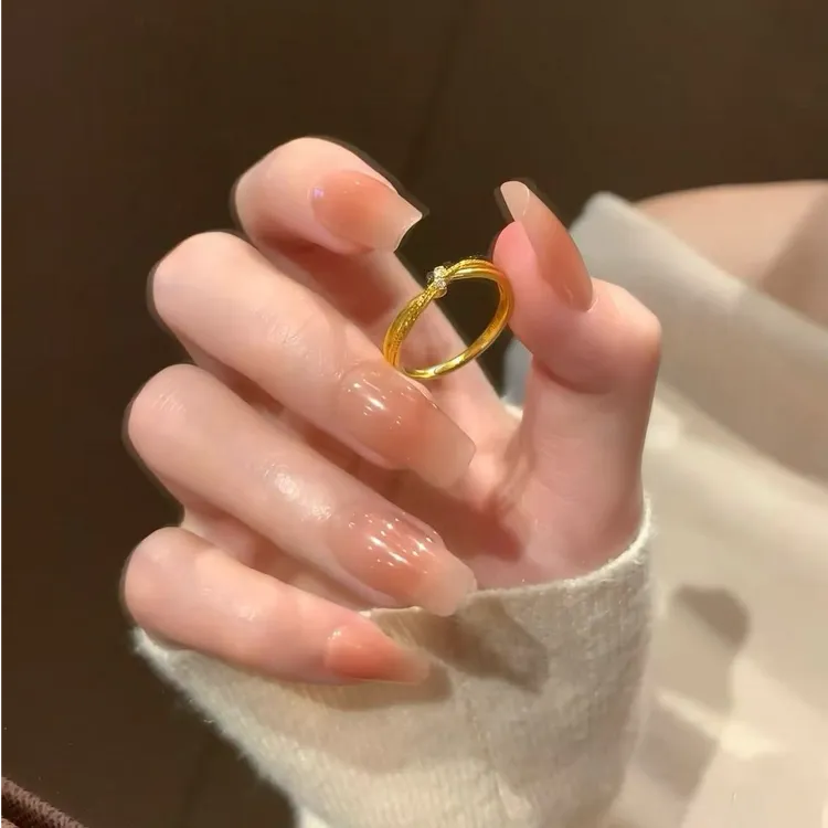 柯柒 铜合金戒指 金色交叉绳结戒指女设计感小众可调节开口戒手饰