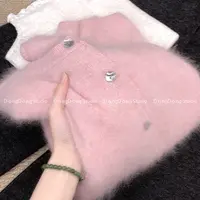 顶配！新粉必入！【美神降临】大角羊拉绒纯色开衫圆领宽松长袖毛衣