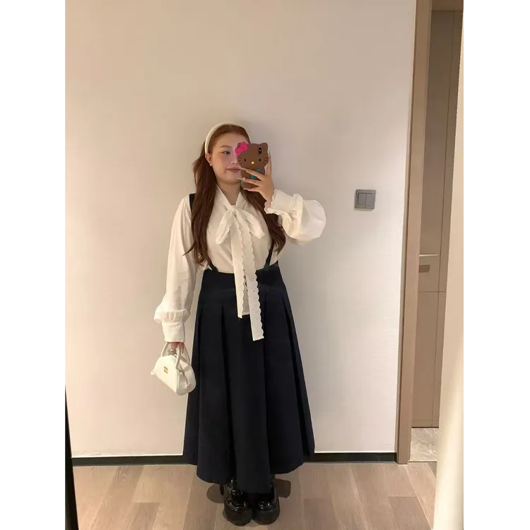 慧芝huizhi S873气质绑带衬衫 定制款 超大码韩系简约显瘦衬衣