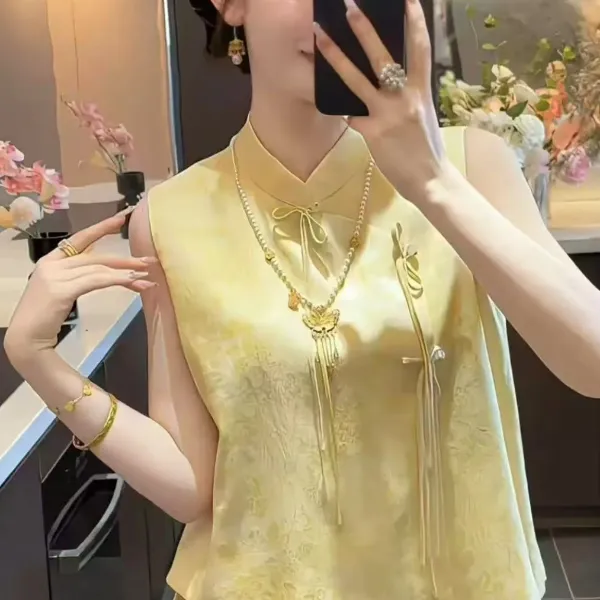 【青花瓷】2025新款国风新中式提花短袖减龄气质洋气温婉风上衣