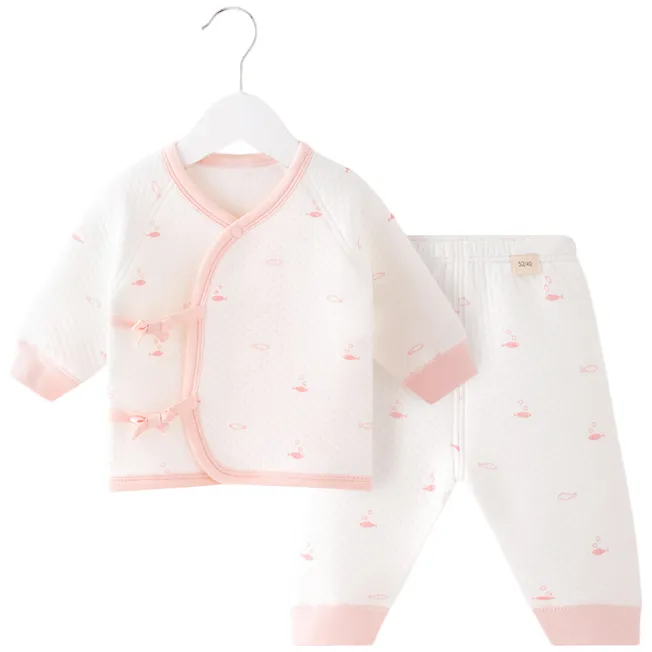 婴儿连体衣纯棉外出宝宝春装新生儿衣服加厚保暖哈衣睡衣秋冬套装