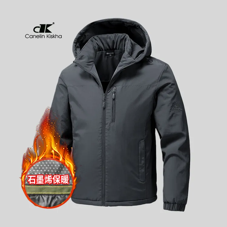 CANELIN KISKHA连帽长袖保暖常规棉衣男棉服加厚石墨烯防风加厚