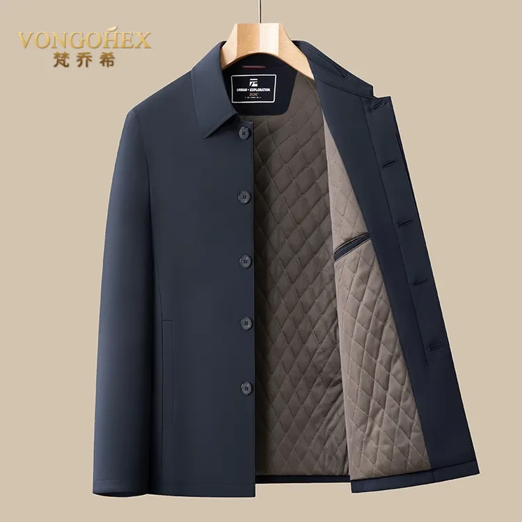 VONGOHEX商务休闲保暖棉衣男士冬季翻领防风加厚棉服新款冬装外套