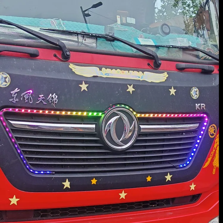 超亮货车车载蓝色LED七彩跑马灯遮阳板霹雳游侠灯蓝牙升级APP款