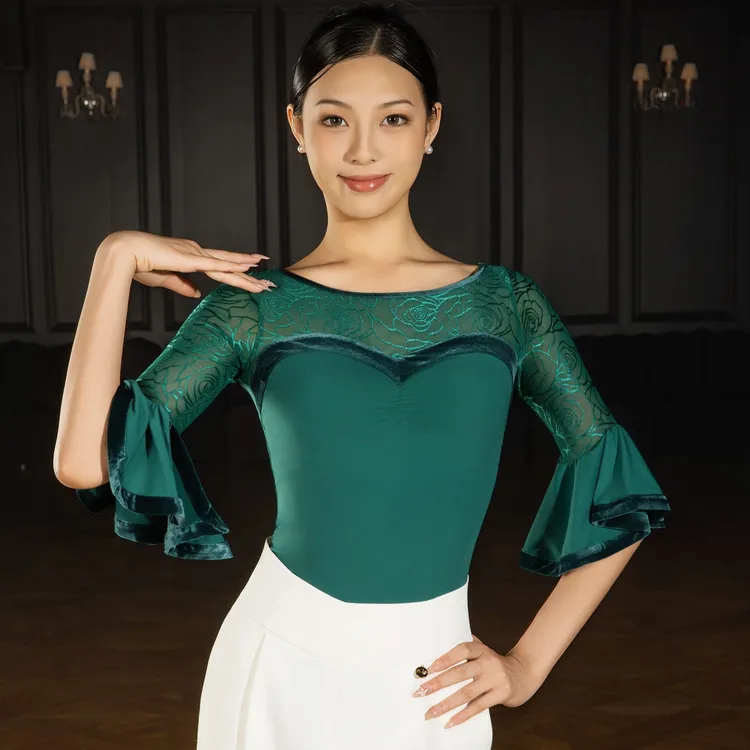 丹珍舞服摩登舞秋季新品交谊舞双人舞广场舞国标练功服上衣W70