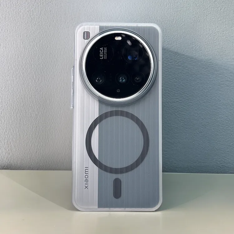 适用小米15ultra手机壳新款Magsafe磁吸小米15磨砂光栅瓦楞透明壳