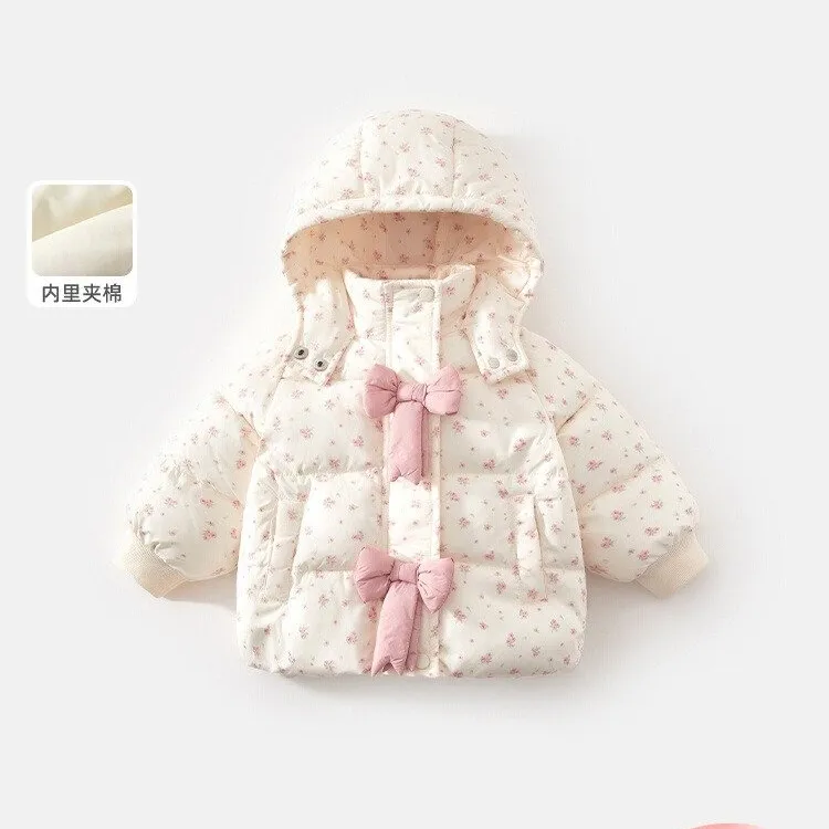 女童棉服冬装2025新款洋气宝宝外套保暖夹棉上衣儿童连帽棉衣棉袄