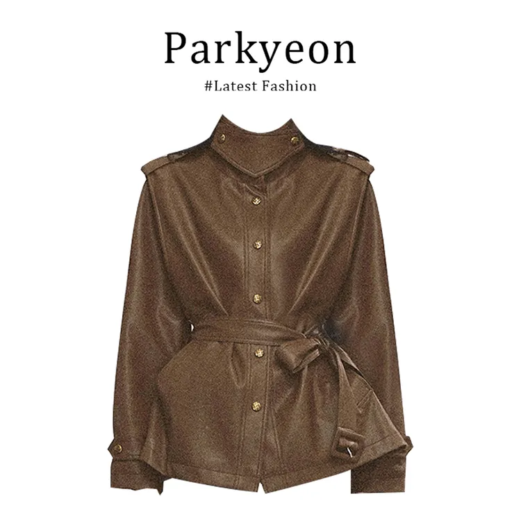 INS CEC"英区时差"酷飒风时尚pu皮衣外套女冬季宽松皮夹克上衣