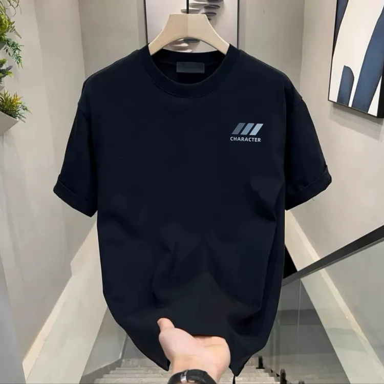 雅鹿男装款t恤圆领宽松短袖休闲百搭潮流高品质圆领短袖男纯棉