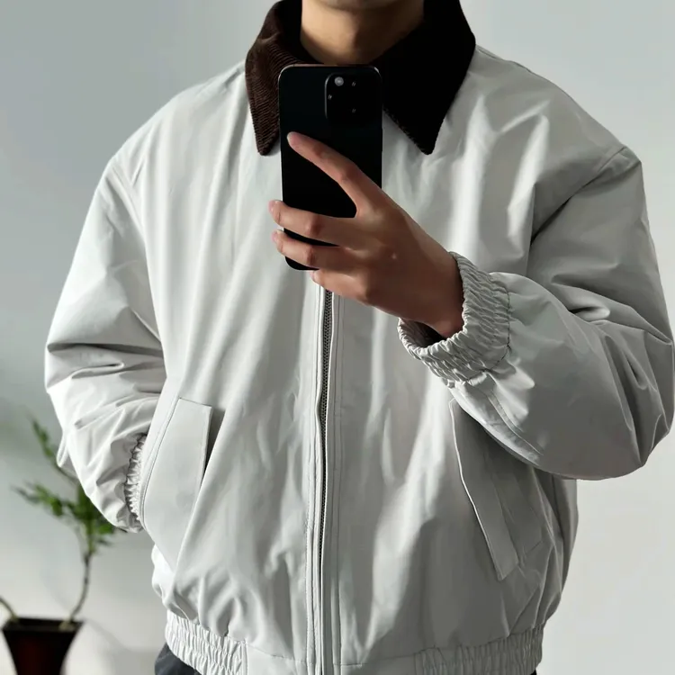 复古老钱巴恩风！撞色灯芯绒翻领 羊毛填充短裤情侣棉服外套男夹克