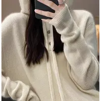 林夏连帽打底衫女2025新款宽松短款百搭秋冬内搭女装针织毛衣085