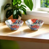 1高温瓷釉下彩三色堇6英寸面碗家用陶瓷创意不规则汤面碗