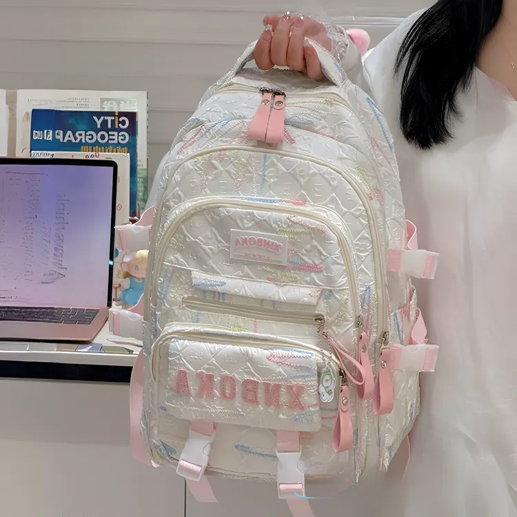 韩版ins高颜值书包女小学初中生减负大容量双肩包高中生百搭背包 