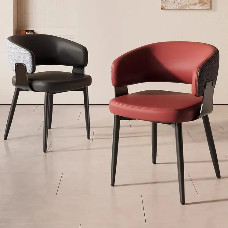 餐椅意式极简黑色轻奢现代设计师靠背高级感酒店家用岛台扶手椅子