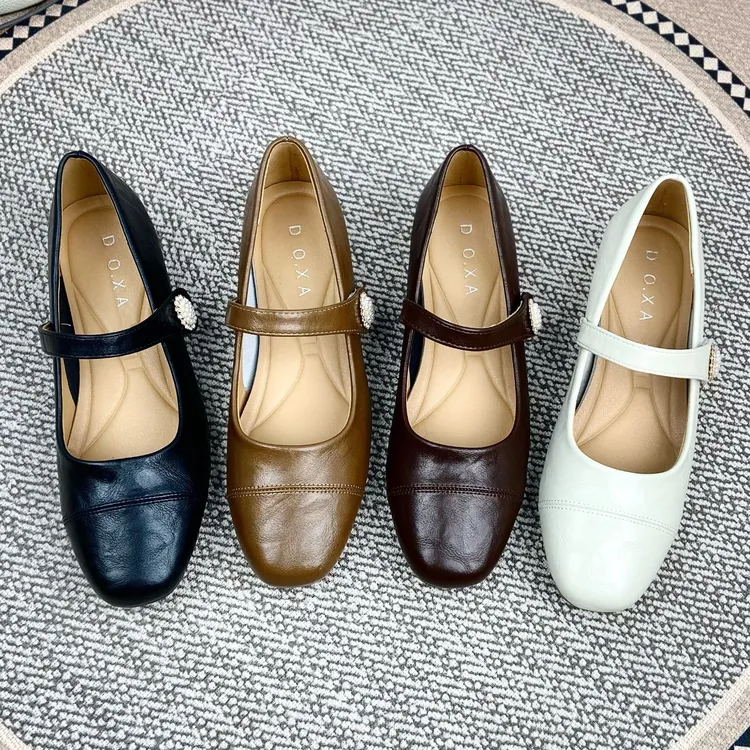 春季低跟复古女单鞋法式浅口玛丽珍小皮鞋粗跟方头软底百搭女鞋