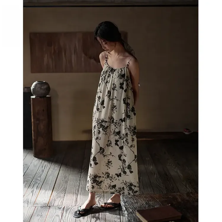 安佰芬25年新款睡裙女款夏季冰凉感吊带性感睡衣带胸垫睡裙家居服
