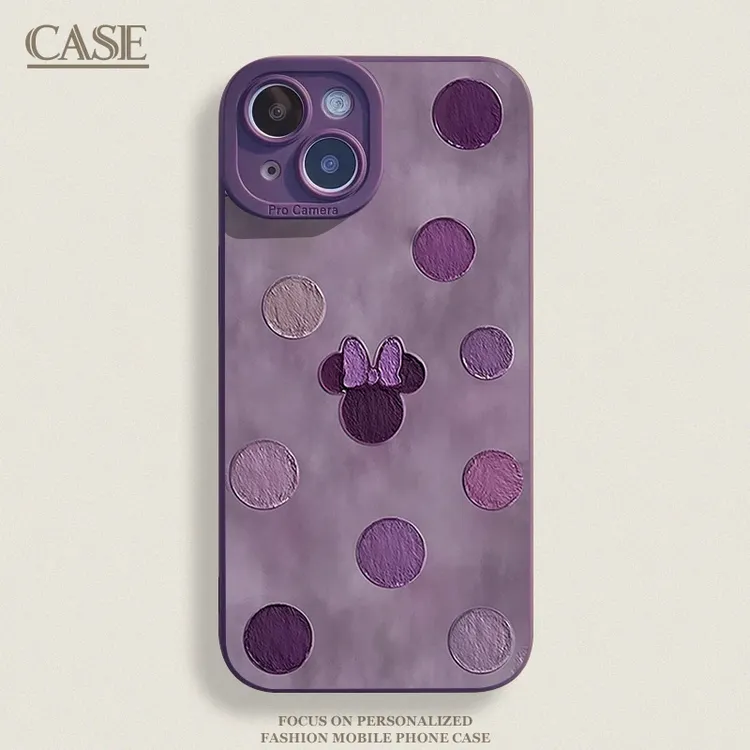 卡通圆点米奇适用iPhone16ProMax手机壳15苹果14/13天使眼12/11软