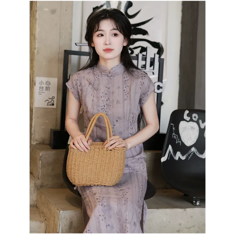 【紫藤萝】夏季少女素雅旗袍新款显白气质年轻款高级感显瘦显白旗袍