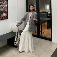 706·飘带西装 WT# 东大门阔版垫肩V领飘带西装外套·