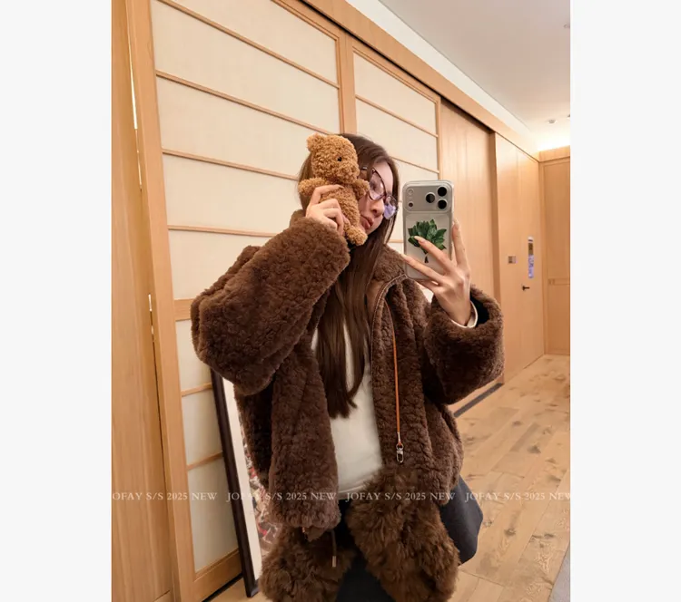 【CHASINGLIGHT】|小浣熊外套|羊羔毛外套 冬款厚款时尚百搭W2888