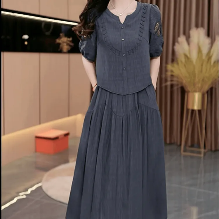 905【连衣裙】2025夏季新款高端轻奢时尚优雅气质遮肚显瘦连衣裙