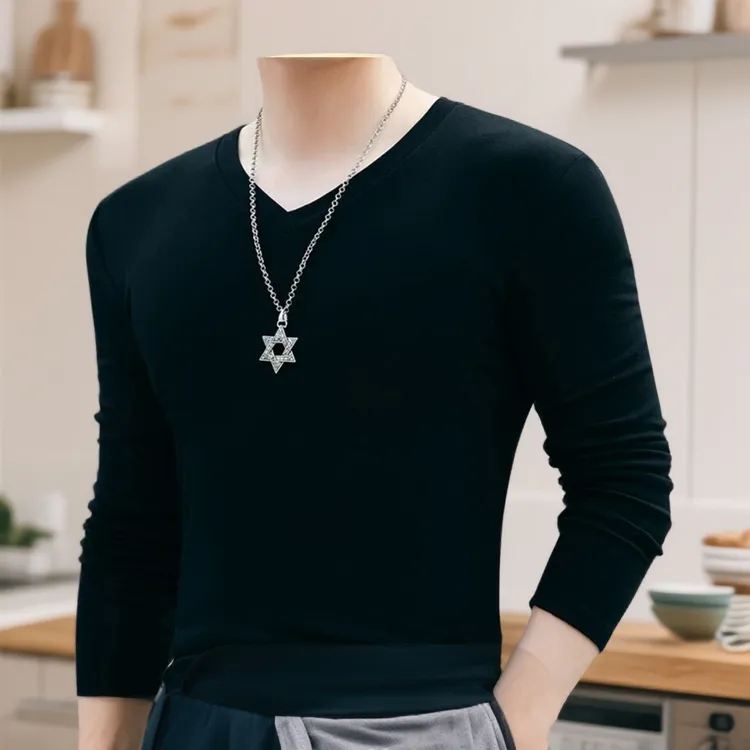 男士长袖T恤纯色百搭打底衫韩版修身内搭t恤男青年领大码上衣纯棉