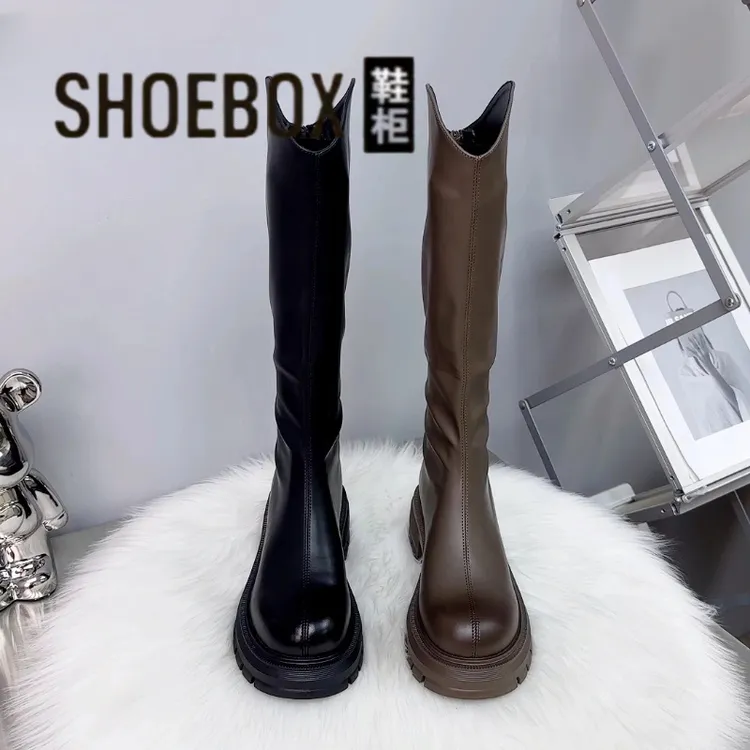 SHOEBOX鞋柜时尚长筒靴女2025新款厚底瘦瘦高筒靴明星同款鞋女款