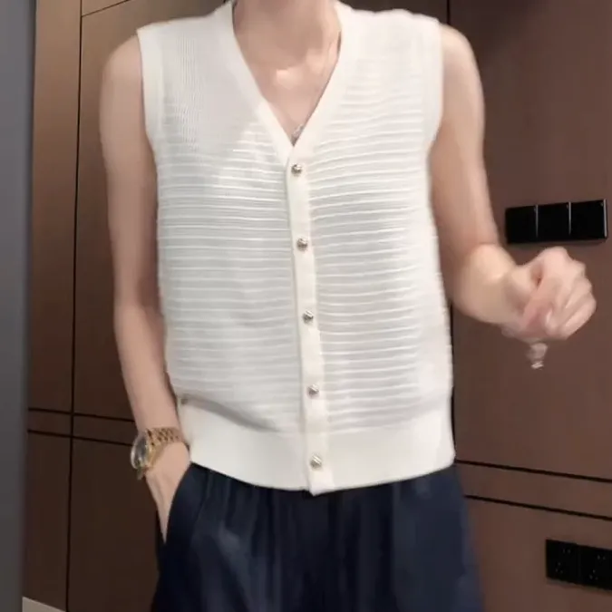 【法式小香马甲】简约气质V领无袖针织衫百搭外穿马甲女C5673