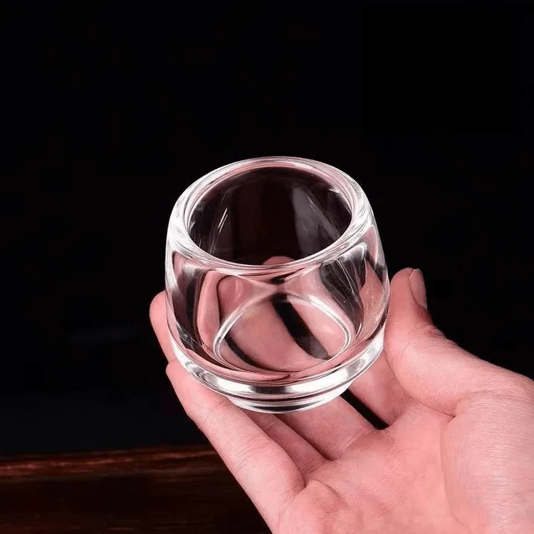 【6只装】高档水晶玻璃杯扳指杯主人杯不烫手家用加厚玻璃茶杯养生