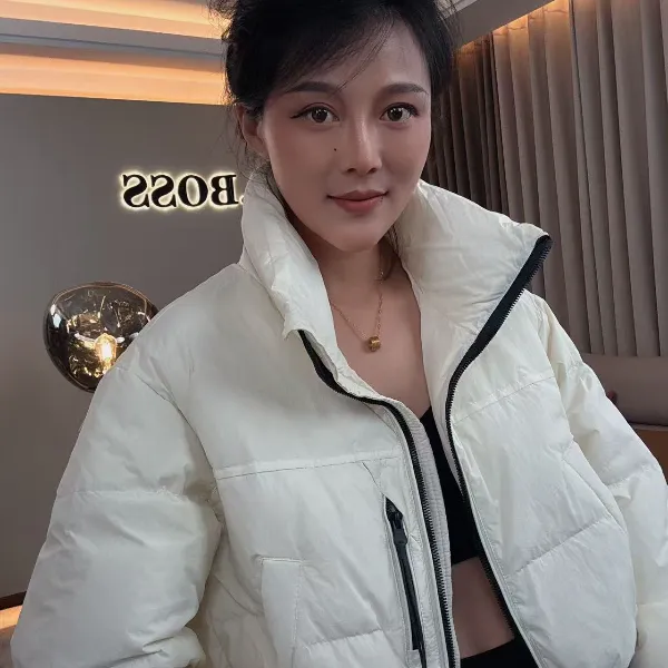 【耿老板1124#P】港风侧拉链精致短款面包服保暖战袍安心绒羽绒服