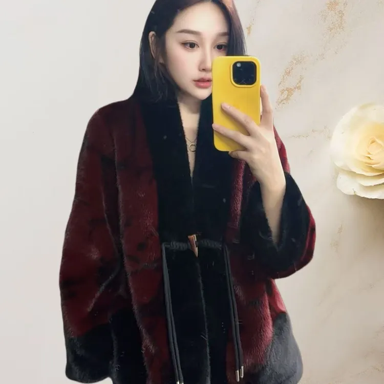 女士立领新款3D立体雪兰貂外套